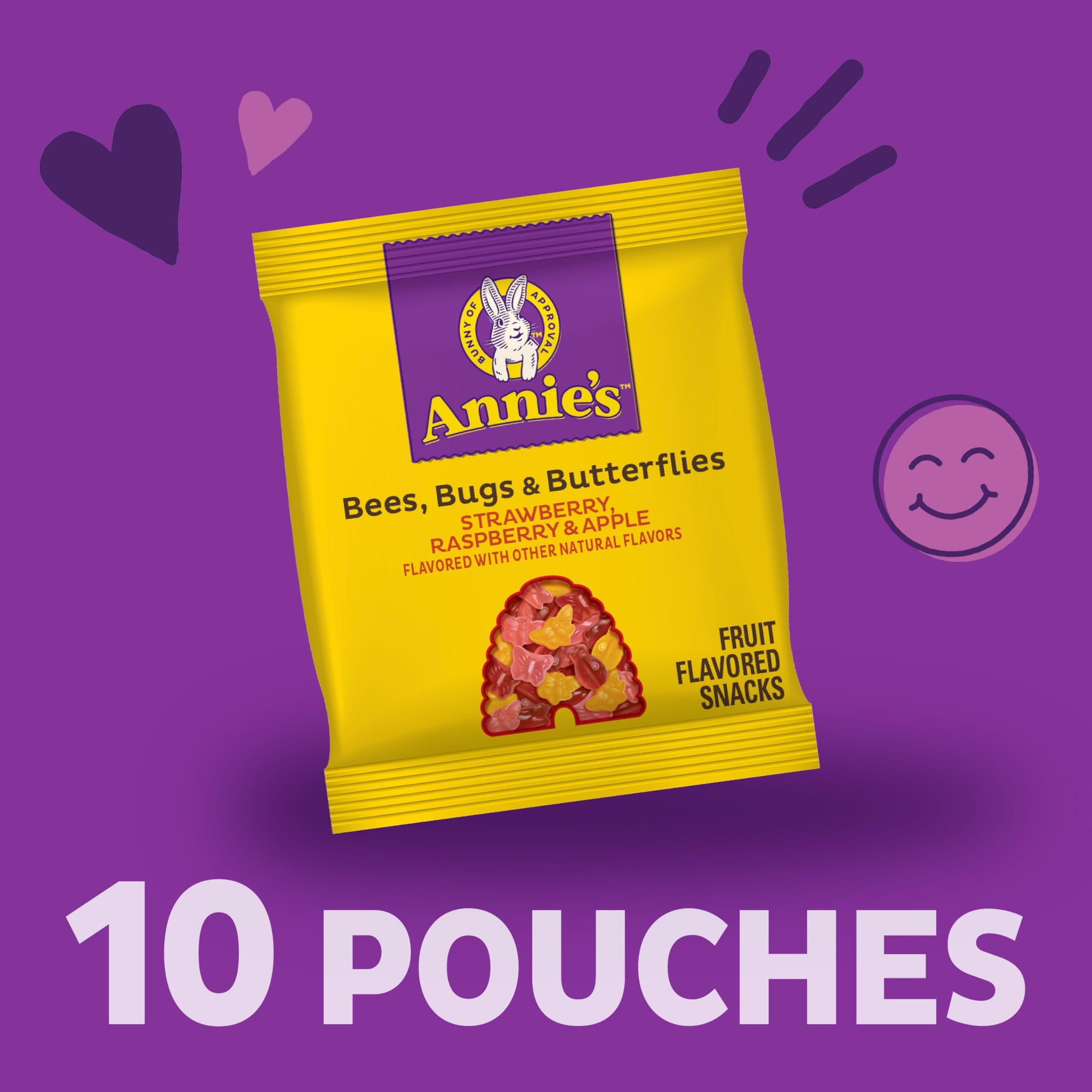 Annie's Organic Bees, Bugs, and Butterflies Fruit Flavored Snacks, 10 Pouches, 7 oz