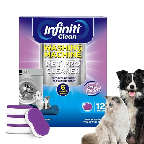 Washing Machine Cleaner Tablets 12 Pack, Formulated for Pet Owners, 8.5oz Washer Machine Cleaner Tablets, Deep Cleaning Descaler for HE, Top & Front
