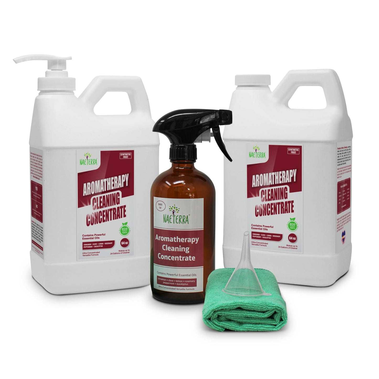 Naeterra 128 oz Aromatherapy Cleaning Concentrate - Natural Multi-Surface Cleaner, with legendary Essential Oils, Makes 48 Gallons, Safe for Floors