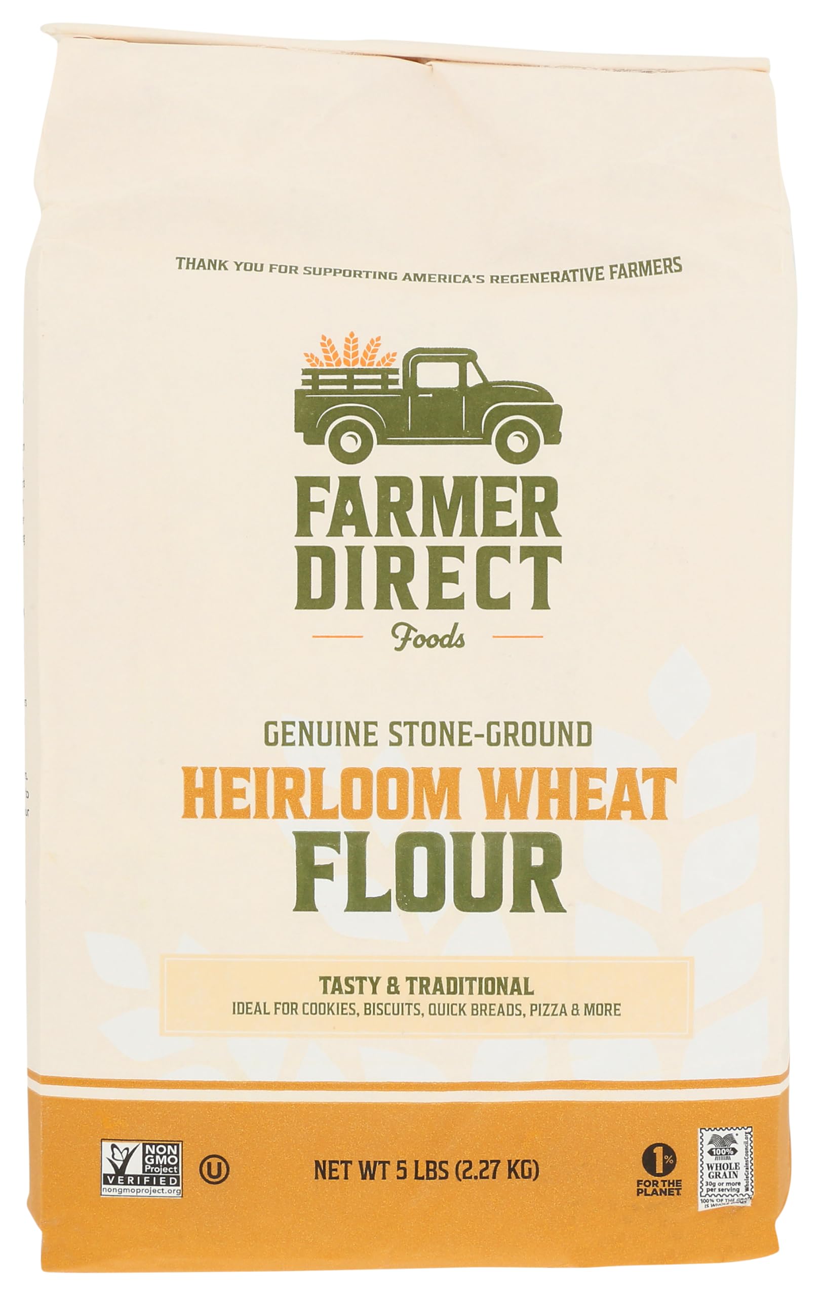 Heirloom Wheat Flour | Farmer Direct Foods | Regenerative Bread Flour | 5 LBS | Easily Digestible | Non-GMO | Made in USA | Pantry Staple | Unbleached