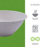 ECO PRODUCTS Compostable 32oz Molded Fiber Wide Bowls, Case of 400, Vanguard WorldView, Disposable, White, No PFAS, Lid Available, Tree-free