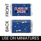 Red White Blue Class of 2026 Graduation Mini Candy Bar Wrappers, 42 Count