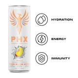 PHX Hydration Energy Drink - 700mg Electrolytes, 200mg Natural Green Tea Caffeine, 100% Daily Value 8 Essential Vitamins - 12 oz Cans (12 Pack) (12