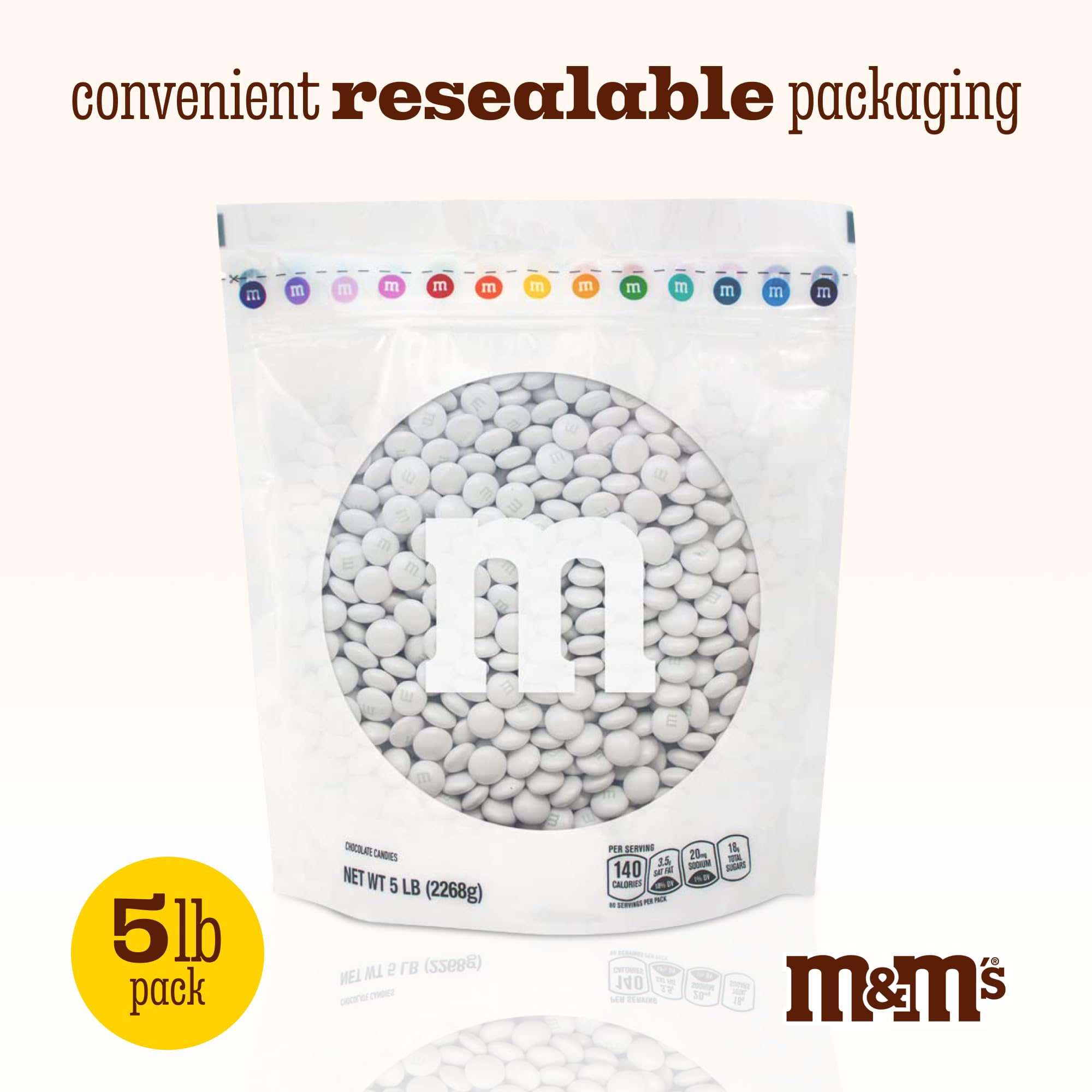 M&M’S WORLD Candy Bulk - Pearl Milk Chocolate for Candy Bar, Chocolate for Weddings, Birthdays, Graduations, Party Favors, Easter, Holiday, Birthday