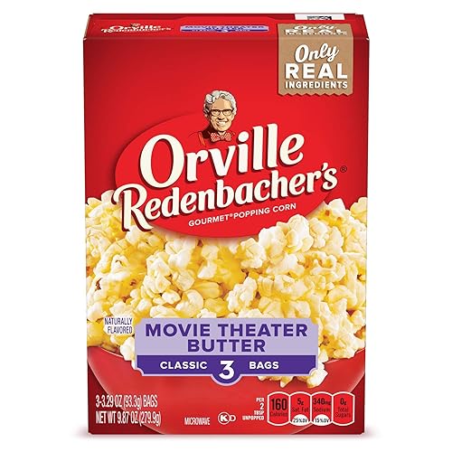 Orville Redenbacher’s Microwave Popcorn, Movie Theater Butter Flavor, 3g Fiber Per Serving, 3.3 oz., 3-Count