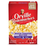Orville Redenbacher’s Microwave Popcorn, Movie Theater Butter Flavor, 3g Fiber Per Serving, 3.3 oz., 3-Count