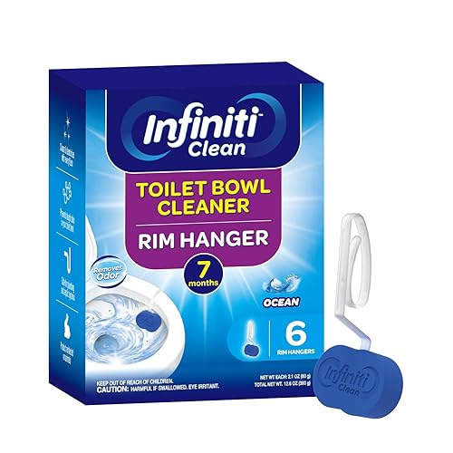 Infiniti Clean Toilet Bowl Cleaner Rim Hanger, 6 Count Automatic Bowl Toilet Cleaner, Cleans and Freshens Toilet Bowl, 7 Month (Ocean)