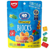 AMOS 4D Gummy Blocks - 7oz (198g) Fruit-Flavored Building Block Gummies, Fun Play Edible Candy with Real Fruit Juice, Artificial Flavor
