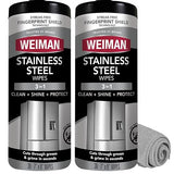 Weiman Stainless Steel Cleaner & Polish Kit, 2 Wipes & Cloth, Anti-Fingerprint, Removes Grease, Water Spots, Streaks & Residue, Polishing Cleaner Safe