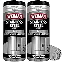 Weiman Stainless Steel Cleaner & Polish Kit, 2 Wipes & Cloth, Anti-Fingerprint, Removes Grease, Water Spots, Streaks & Residue, Polishing Cleaner Safe