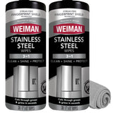 Weiman Stainless Steel Cleaner & Polish Kit, 2 Wipes & Cloth, Anti-Fingerprint, Removes Grease, Water Spots, Streaks & Residue, Polishing Cleaner Safe