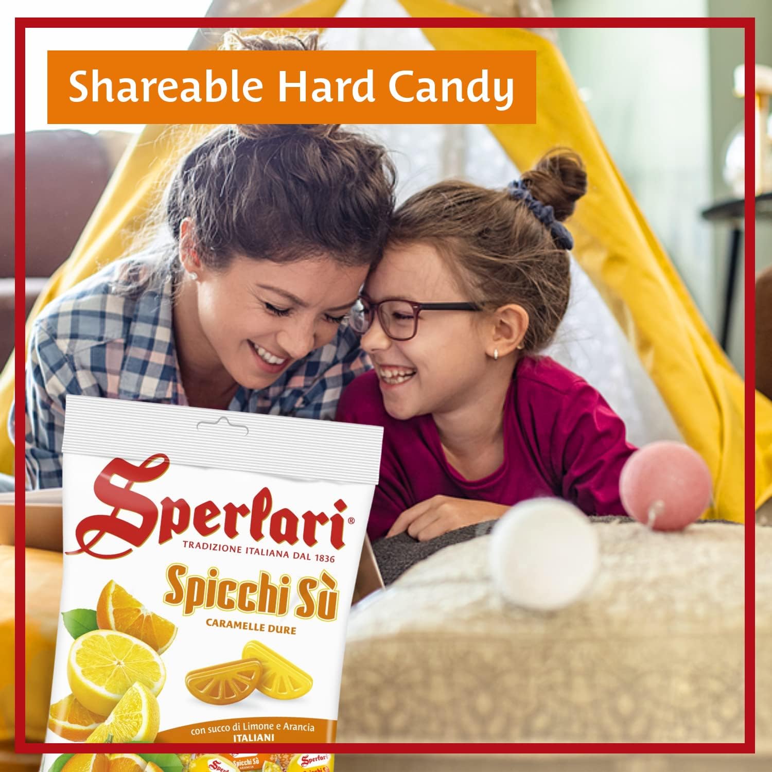 Sperlari Spicchi Su Citrus Orange & Lemon Wedges Hard Candy Bag, Individually Wrapped Italian Sweets, 500 gr / 17.6 Ounce Bag (1-Pack)