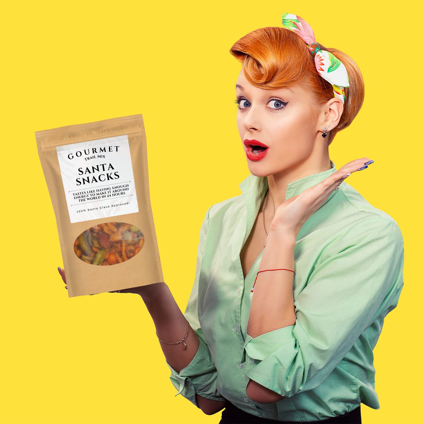Santa Snacks Gourmet Trail Mix - Kepperton Premium Spicy Snack Blend for Men and Women - Funny Stocking Fillers Gift Baskets, Christmas Gift Ideas