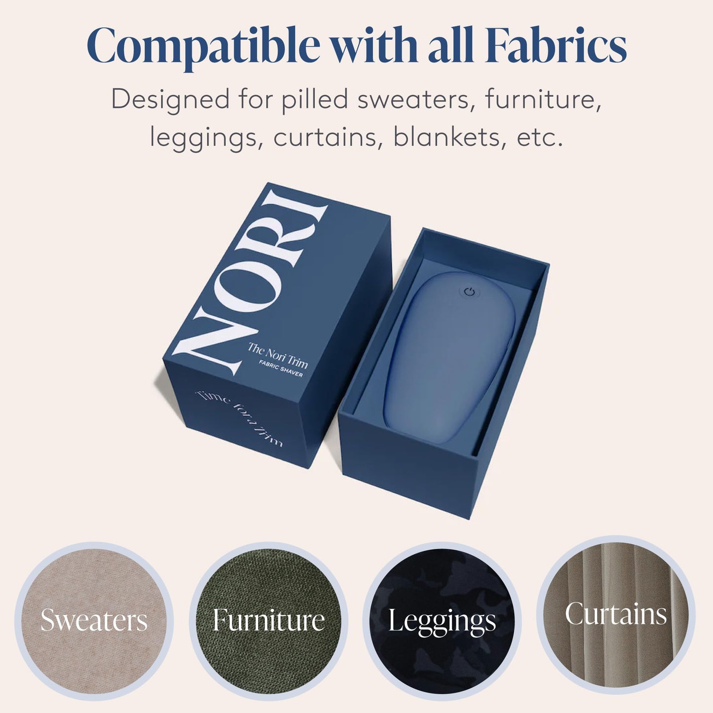 Nori Trim Fabric Shaver - Lint Remover for Clothes & Furniture Couch Pilling - Sweater Pill Remover - Clothes Shaver with 6 Precision Blades