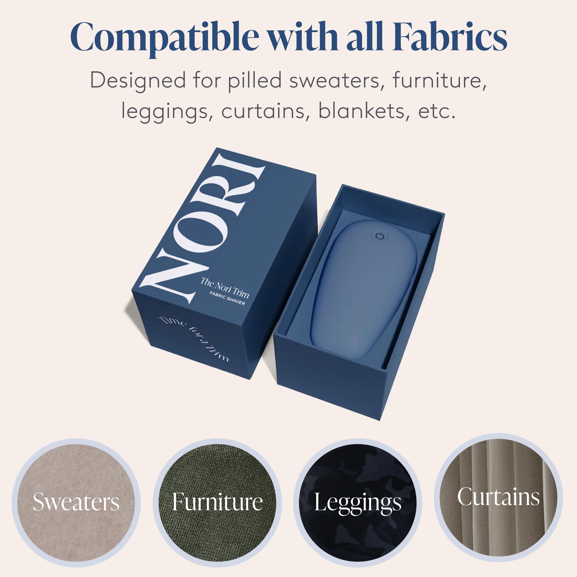 Nori Trim Fabric Shaver - Lint Remover for Clothes & Furniture Couch Pilling - Sweater Pill Remover - Clothes Shaver with 6 Precision Blades
