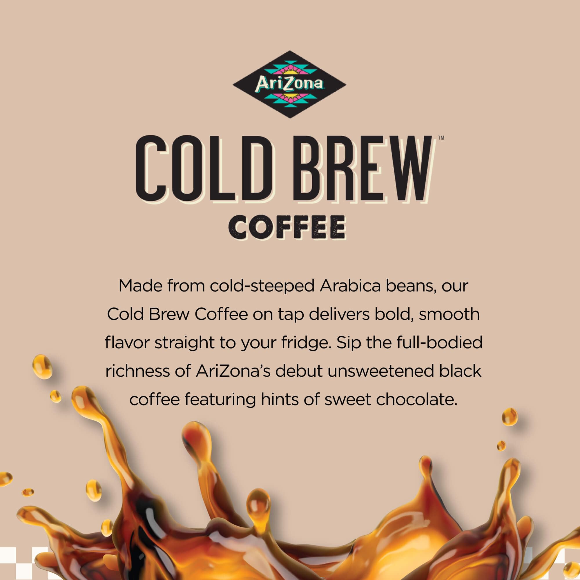 AriZona Cold Brew Coffee, Iced Coffee on Tap and Ready to Drink, Colombian Arabica Brew, 1 Gallon per Container - 128 Fl Oz Box