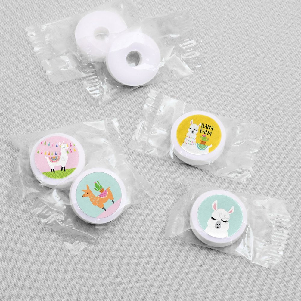 Whole Llama Fun - Llama Party Favors - Round Candy Stickers - 108pc