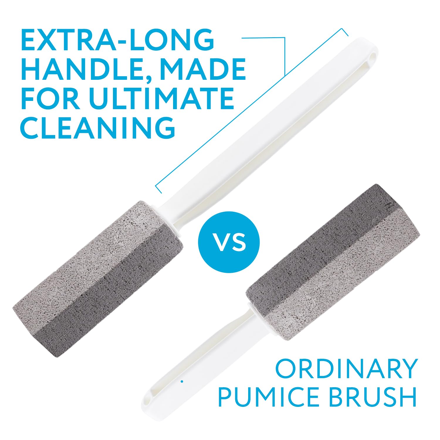 IMPRESA Pumice Stone Toilet Cleaner with Handle - 2 Count, White Hard Water Stain Remover & Toilet Bowl Cleaner - Versatile Pool Tile & Grout Cleaning