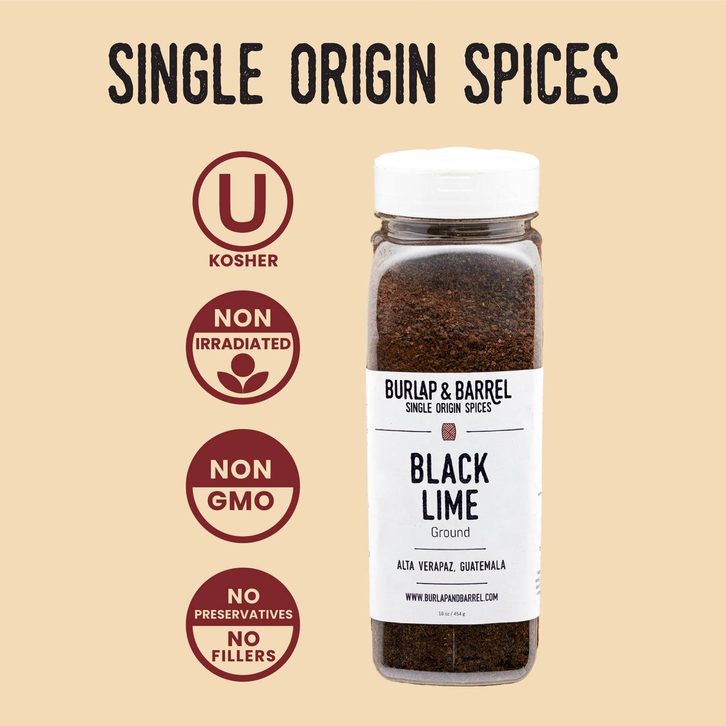 Burlap & Barrel Ground Black Lime - Tart & Savory for Roasted Meats, Veggies, Stews, Kebabs Alternative to Makrut Leaf - As seen on Shark Tank - 16oz
