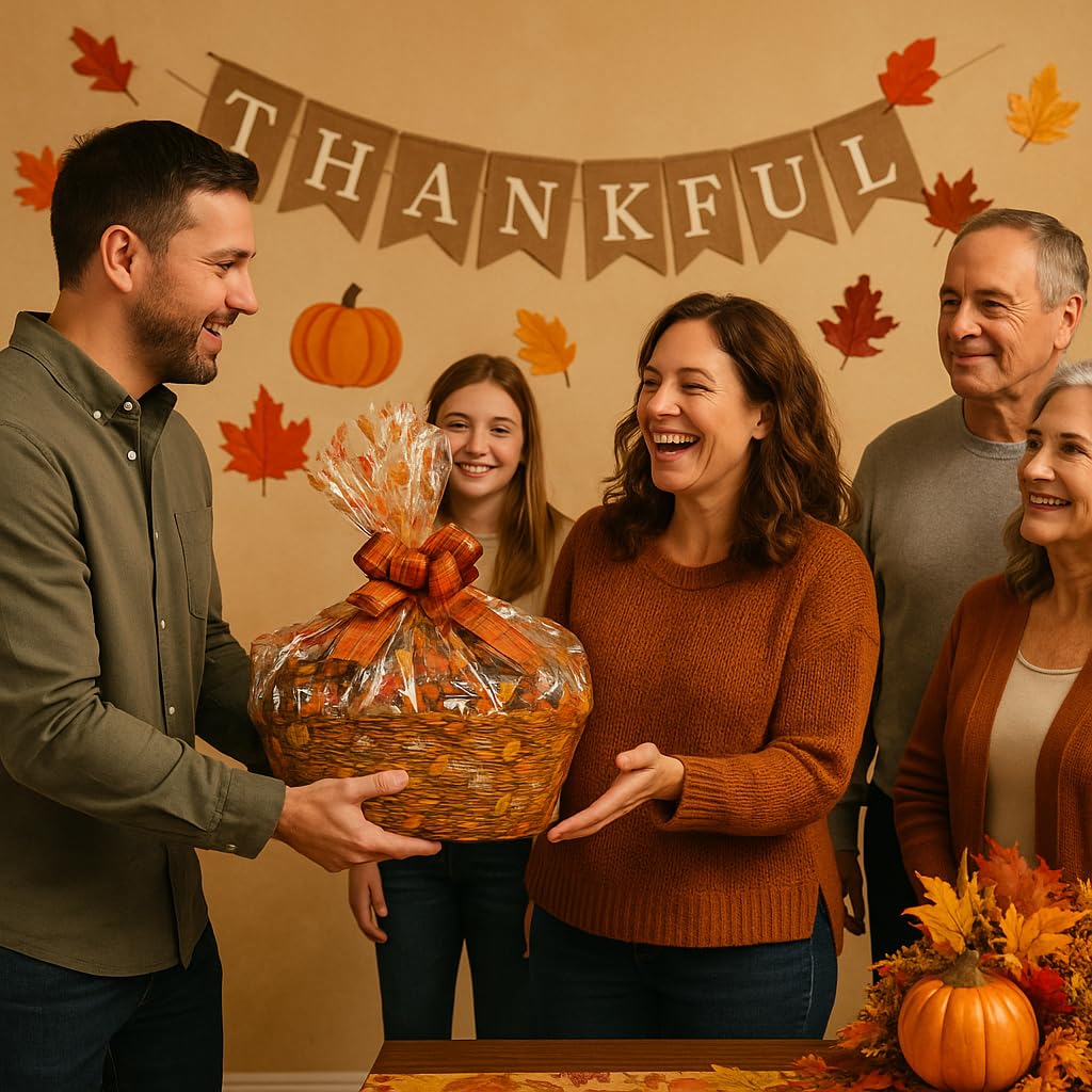 Thanksgiving Gift Basket Hand Crafted with Chocolates, Cookies, Snacks & Candy. Perfect for Hostess, Family, Employee or Client Gift (Executive
