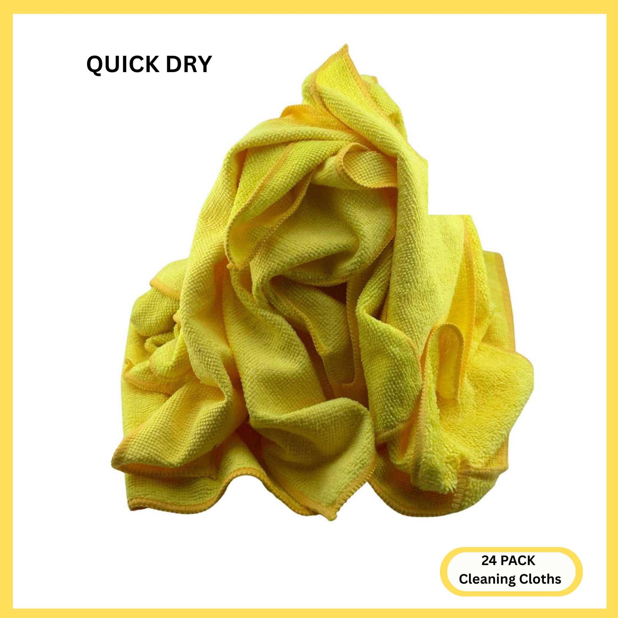 Cleanex Microfiber Cleaning Cloth for Kitchen & households, Towels for Cars. (300gsm) (Pack of 24 Yellow)