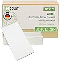 SimuLinen White Disposable Dinner Napkins with Pocket for Utensils, Decorative and Absorbent, Paper Napkins for Silverware, 17"x17", Box of 150