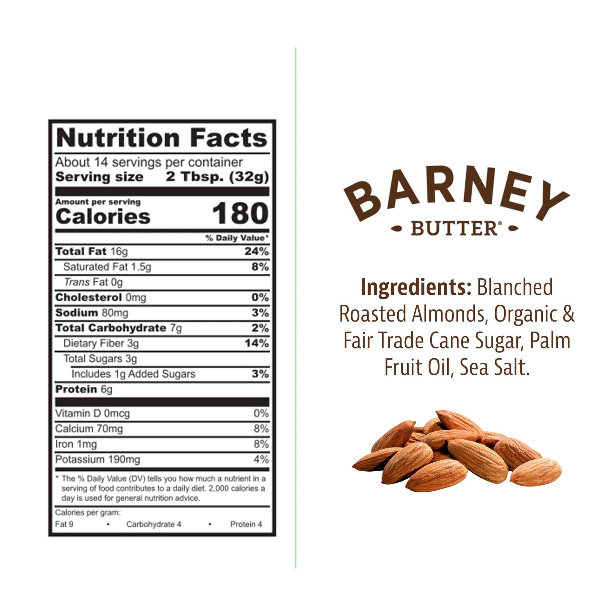 Barney Butter Almond Butter, Crunchy, 16 Ounce Jar, Skin-Free Almonds, No Stir, Non-GMO, Gluten Free, Keto, Paleo, Vegan