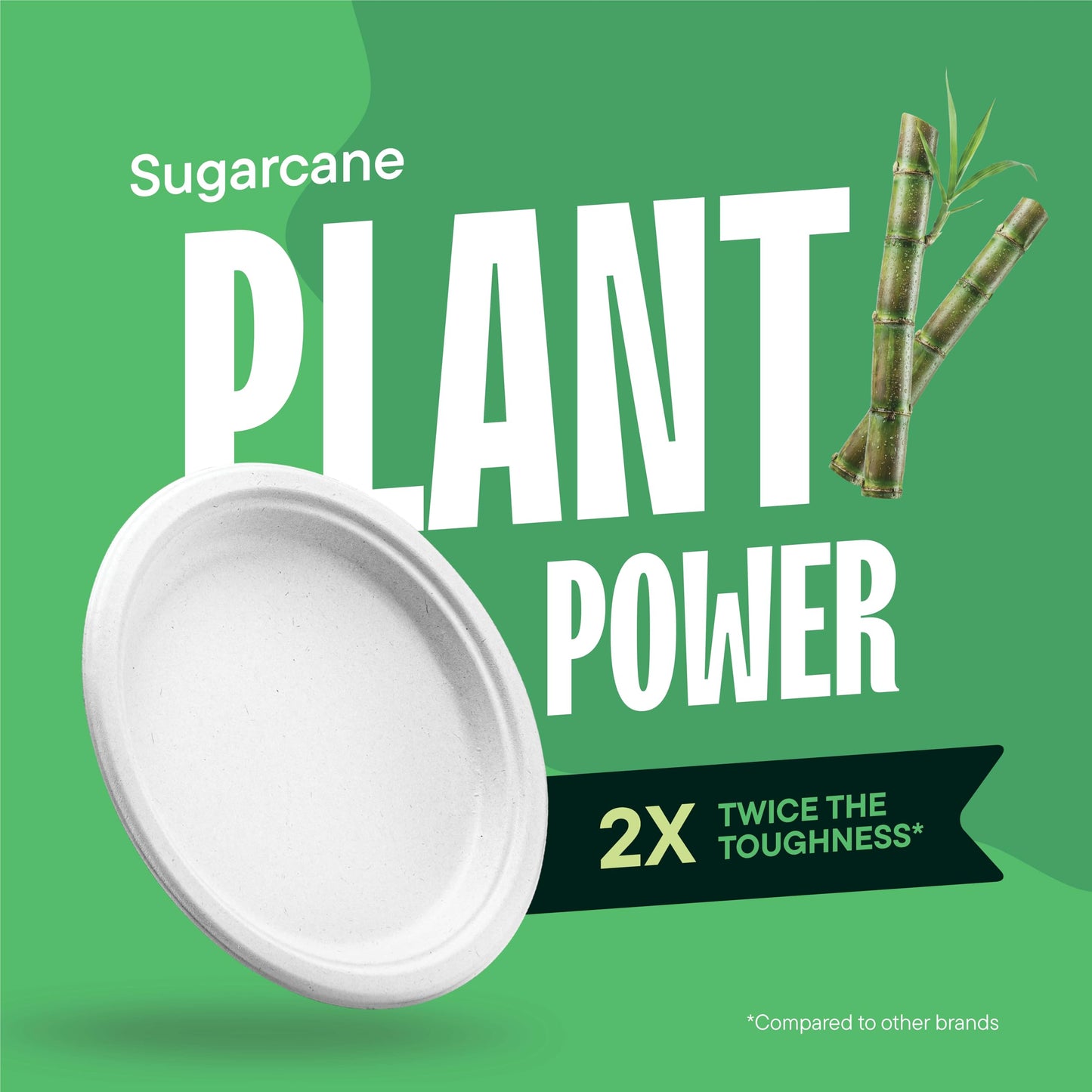 100% Compostable Paper Plates, Heavy Duty Disposable Plates [125-Pack] 9 Inch Plates - Eco-Friendly, Biodegradable Sugarcane Bagasse, Natural White 9"