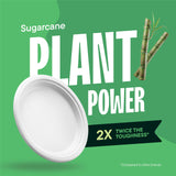 100% Compostable Paper Plates, Heavy Duty Disposable Plates [125-Pack] 9 Inch Plates - Eco-Friendly, Biodegradable Sugarcane Bagasse, Natural White 9"