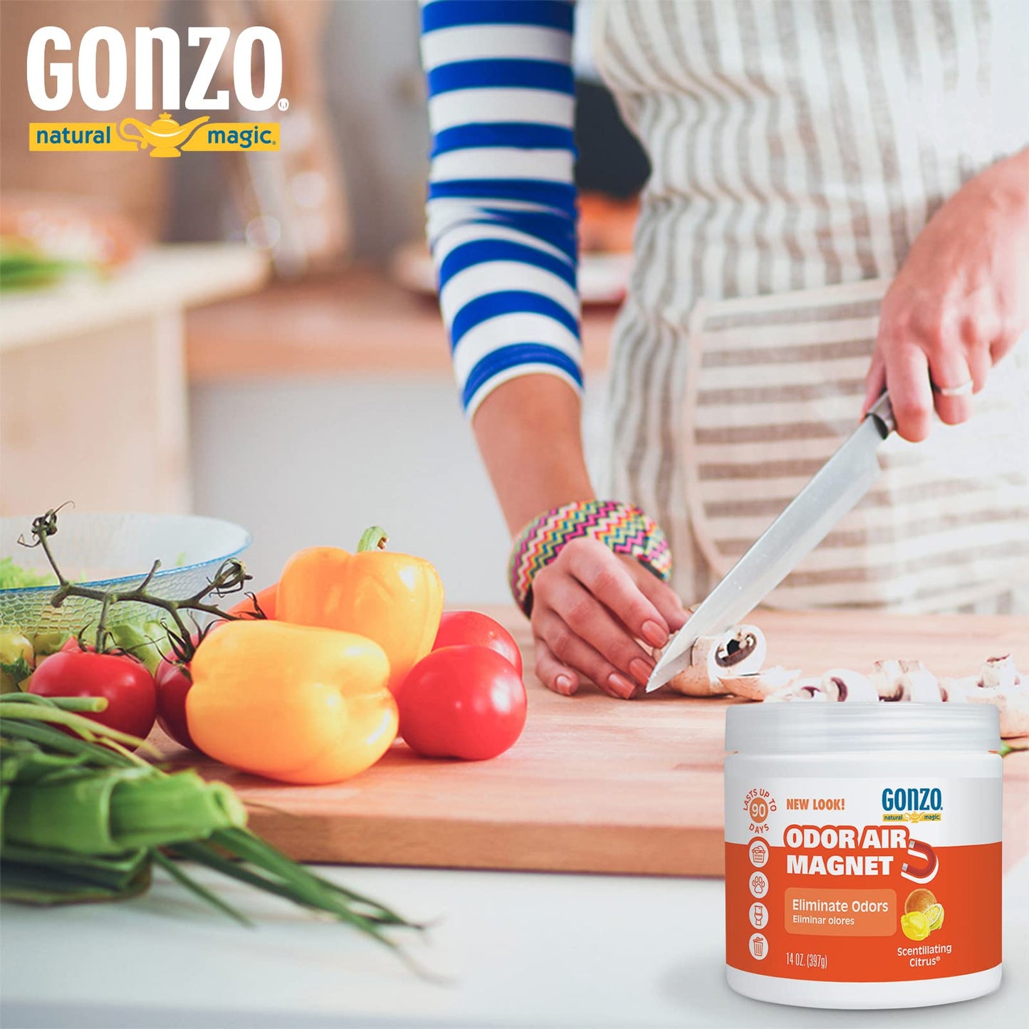 Gonzo Natural Magic Odor Air Magnet - Eliminates Odors from Closets, RV's, Rental Properties, Cars, Pet Areas, Bathrooms, Trash Areas Caused by Smoke