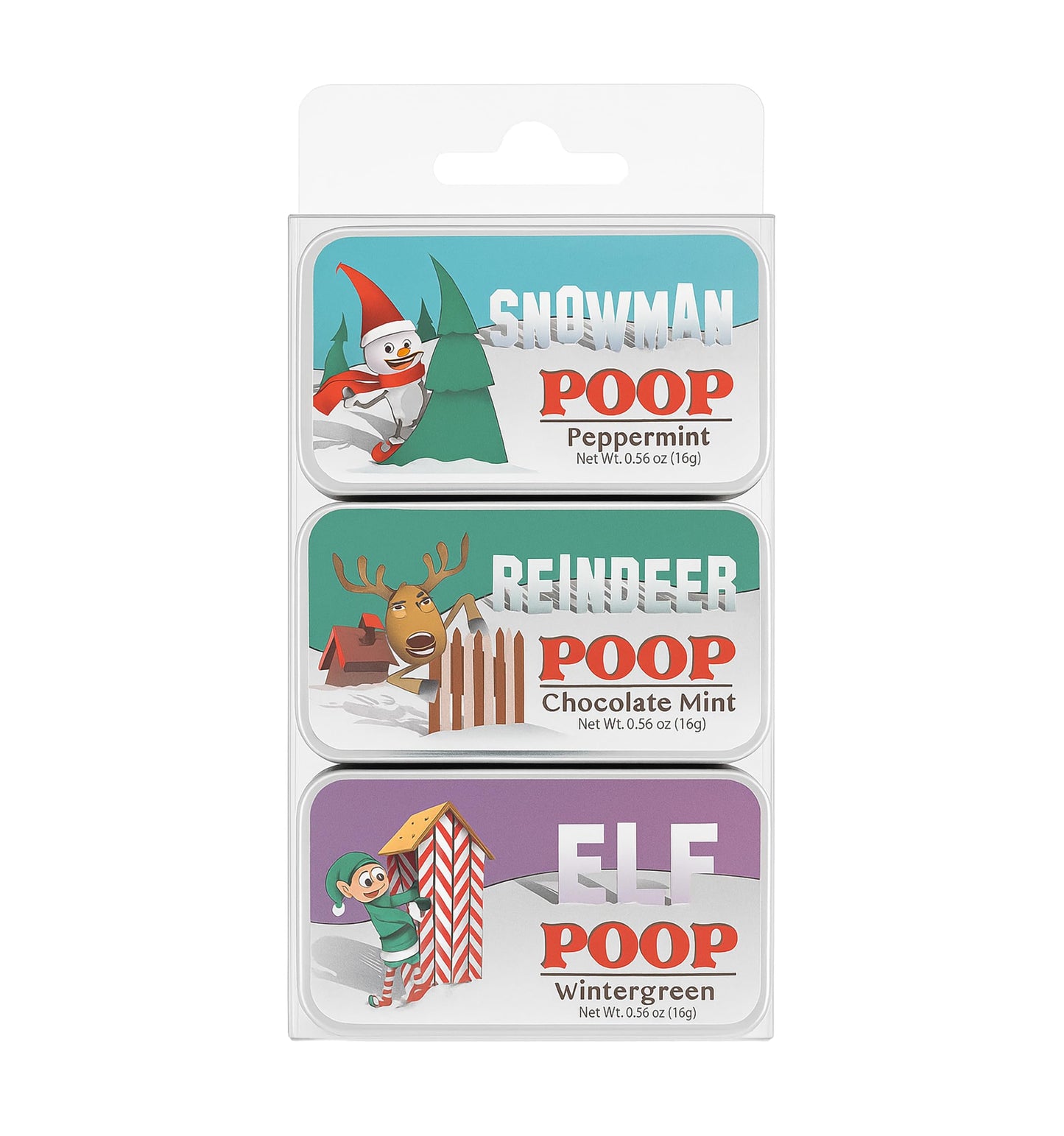 Amusemints Christmas Poop Mints 3 Pack - (3 x .56 Ounce) | Festive Novelty Candy Gifts | Funny Stocking Stuffers | Holiday Party Favors & Collectible