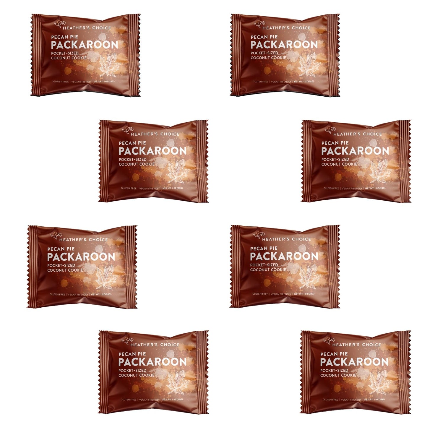 Heather's Choice Packaroons, Vegan Gluten-Free Individually Wrapped Snacks for Backpacking, Camping, Hiking and Travel (Pecan Pie, 8-pack)