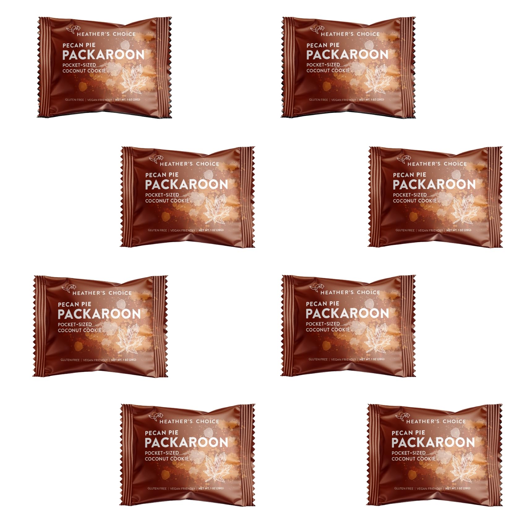 Heather's Choice Packaroons, Vegan Gluten-Free Individually Wrapped Snacks for Backpacking, Camping, Hiking and Travel (Pecan Pie, 8-pack)