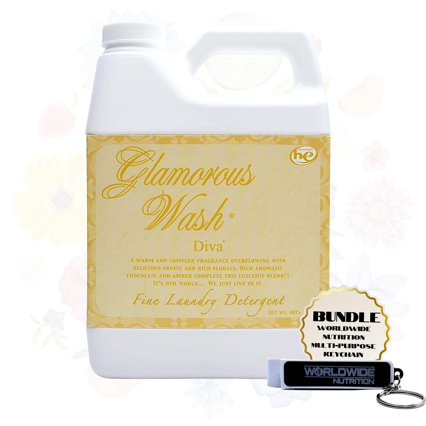 Worldwide Nutrition Bundle Compatible with Tyler Candle Company Glamorous Wash Diva Laundry Liquid Detergent - Diva Scented Luxury Detergent - Hand