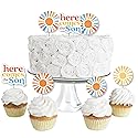 Big Dot of Happiness Here Comes The Son Dessert Cupcake Toppers, Boy Boho Baby Shower Clear Treat Picks - Set of 24
