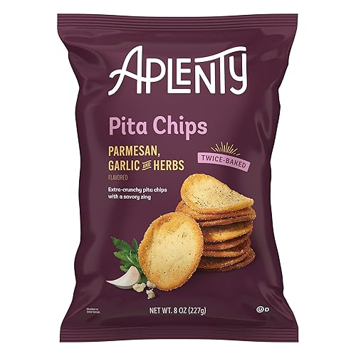 Amazon Brand, Aplenty Parmesan Pita Chips, Garlic And Herbs, 8 Oz