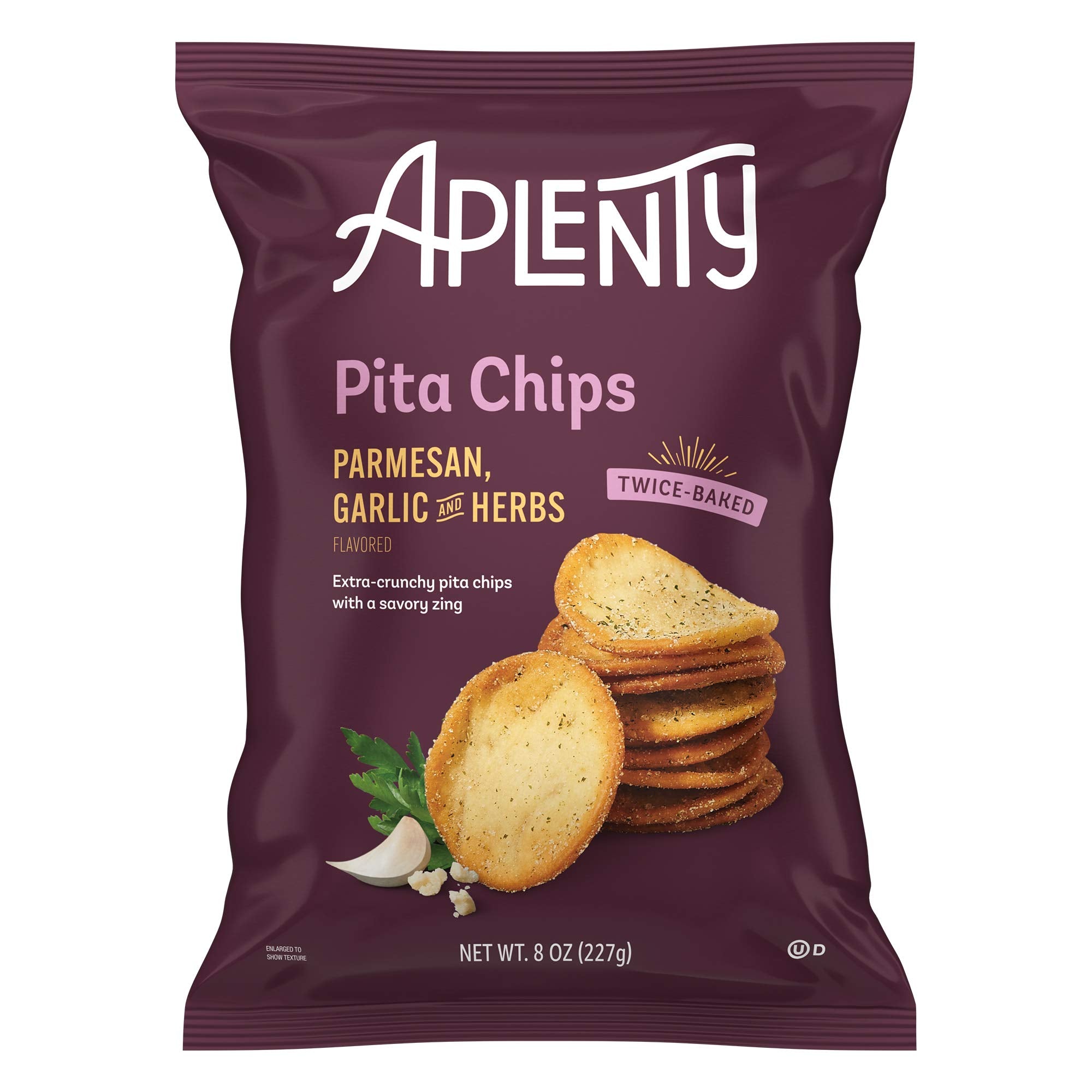 Amazon Brand, Aplenty Parmesan Pita Chips, Garlic And Herbs, 8 Oz