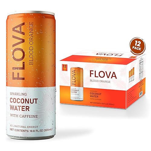 Flova Blood Orange Energy Drink, All Natural, Electrolytes and Minerals from Coconut Water, 4 Simple Easy to Pronounce Ingredients, 99% Juice, Pack