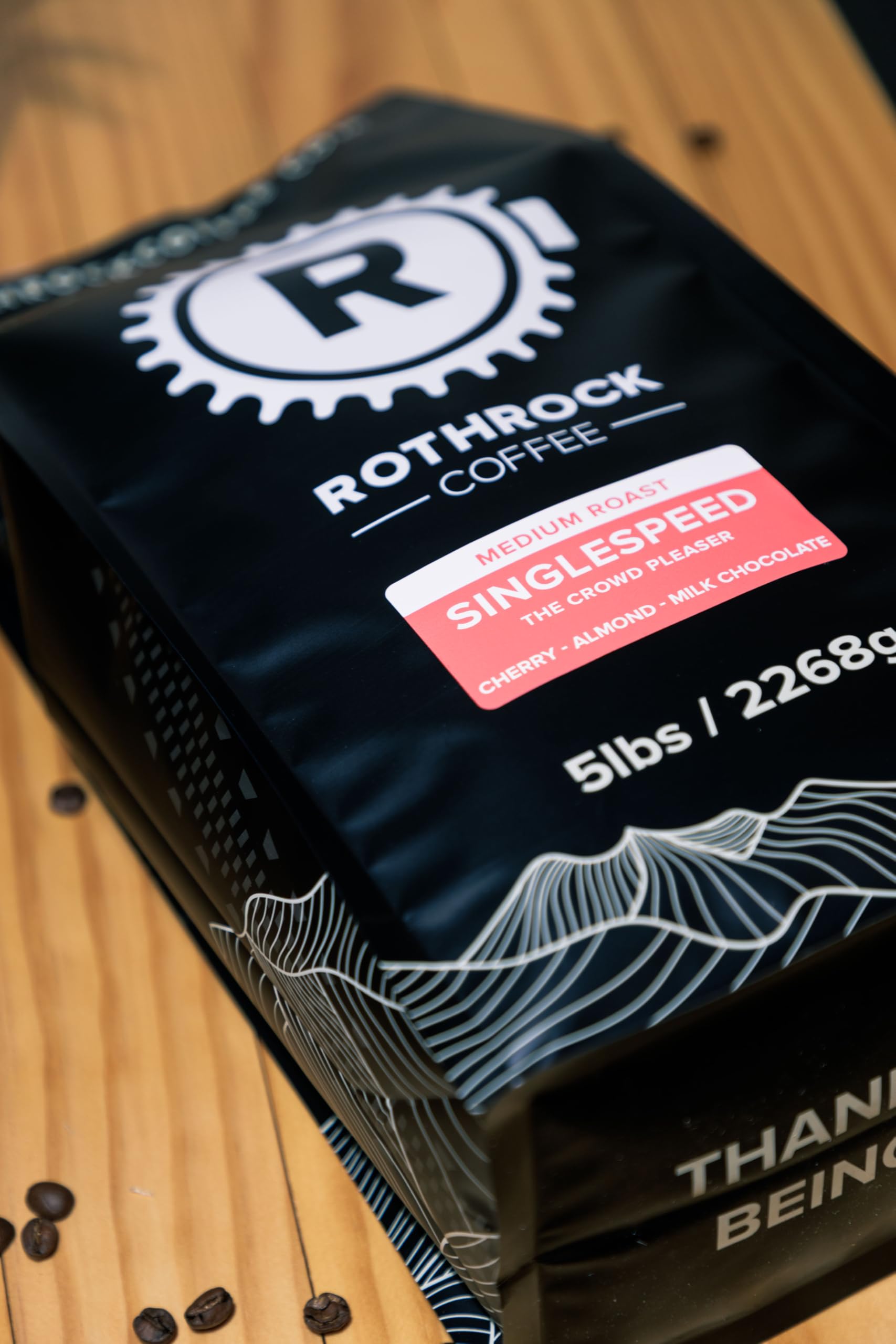 Rothrock Coffee - Singlespeed - Medium Roast - Whole Bean Coffee - For Espresso, Drip Brew, French Press & More - Versatile Roast - Fruity, Chocolatey