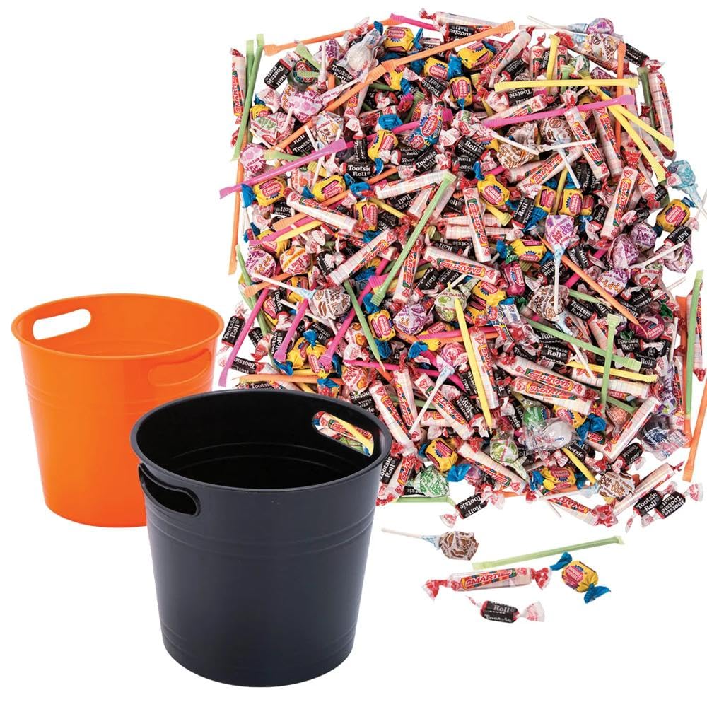 Fun Express Orange & Black Buckets with Candy Parade Kit - 1004 Pc.