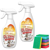 ZANSHI 2PCS Heavy-Duty Oil Cleaner Stains,Clean Up Kitchen Oil Stains Spray,Multi-purpose Clean Up Kitchens Heavy Oil Duty,with 5 Sponge Scourers