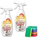 ZANSHI 2PCS Heavy-Duty Oil Cleaner Stains,Clean Up Kitchen Oil Stains Spray,Multi-purpose Clean Up Kitchens Heavy Oil Duty,with 5 Sponge Scourers