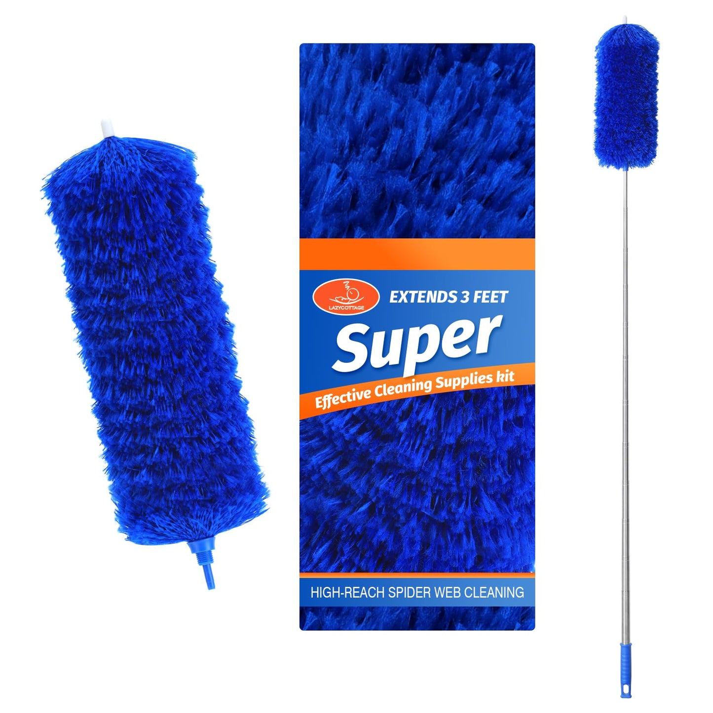 ZZ LAZYCOTTAGE Microfiber Feather Duster with Bendable Head, Dusters for Cleaning, Extendable Microfiber Duster, Long Reach Dusting Tool for High