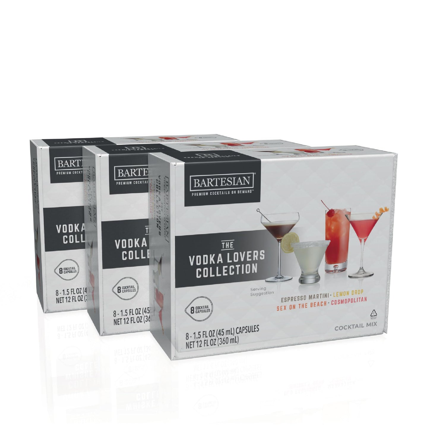 Bartesian 24-Pack Vodka Lovers Mixer Capsules for Cocktail Machine - Home Bar Mixology Cocktails Mix Pod Capsule Set To Use With the Bartesian
