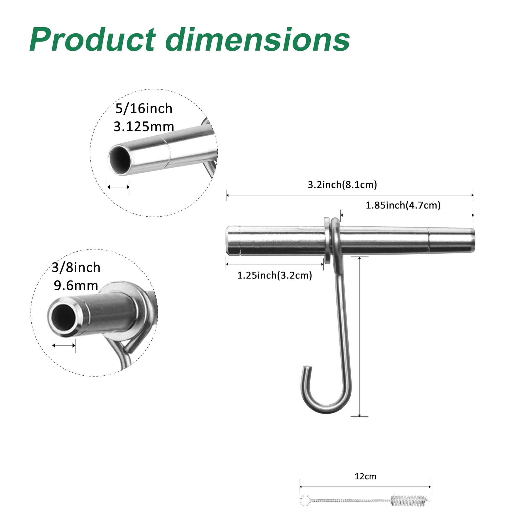 ARGCONNER Stainless Steel Maple Syrup Taps Kit, Spiles for Tapping Trees, 3 Spiles and Hooks With 1 Spile Cleaning Brush