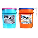 Ultra Fresh 6X Platinum Laundry Detergent, 5 Gallon, Bundled with Spring Fresh Fabric Softener and Pump, Up to 640 Loads, Orange/Blue