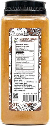 Soeos Cinnamon Powder, 15 oz (425g), Ground Cinnamon, 100% Raw, Non-GMO, Kosher Certified, Seasoning Spice for Coffee, Baking, Cooking and Beverages