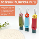 Gmlawsc 5 pc 3-in-1 Cup Lid Crevice Cleaning Brush Kit, Multi-Purpose Bottle Cleaner with Rotating Head, Kitchen Gap Cleaning Tools (Blue+Red+Green)