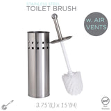 Bath Bliss Toilet Brush & Holder Set, Dimensions: 3.75" Rd x 15", Stainless Steel, Bathroom, Rust Resistant, Easy Storage, Easy Cleaning, Sliver,