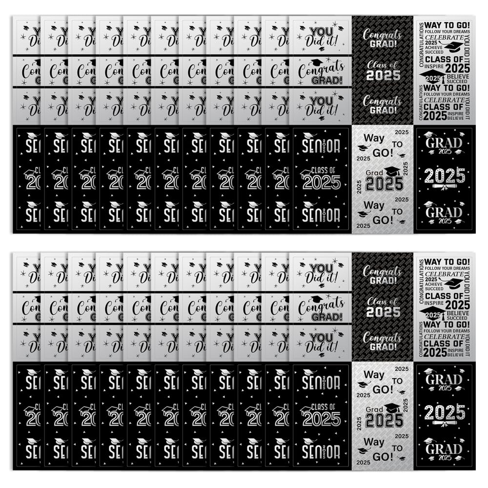 Graduation Party Candy Stickers, 120PCS Class of 2025 Candy Wrappers Chocolate Sticker for Graduations Party Favors